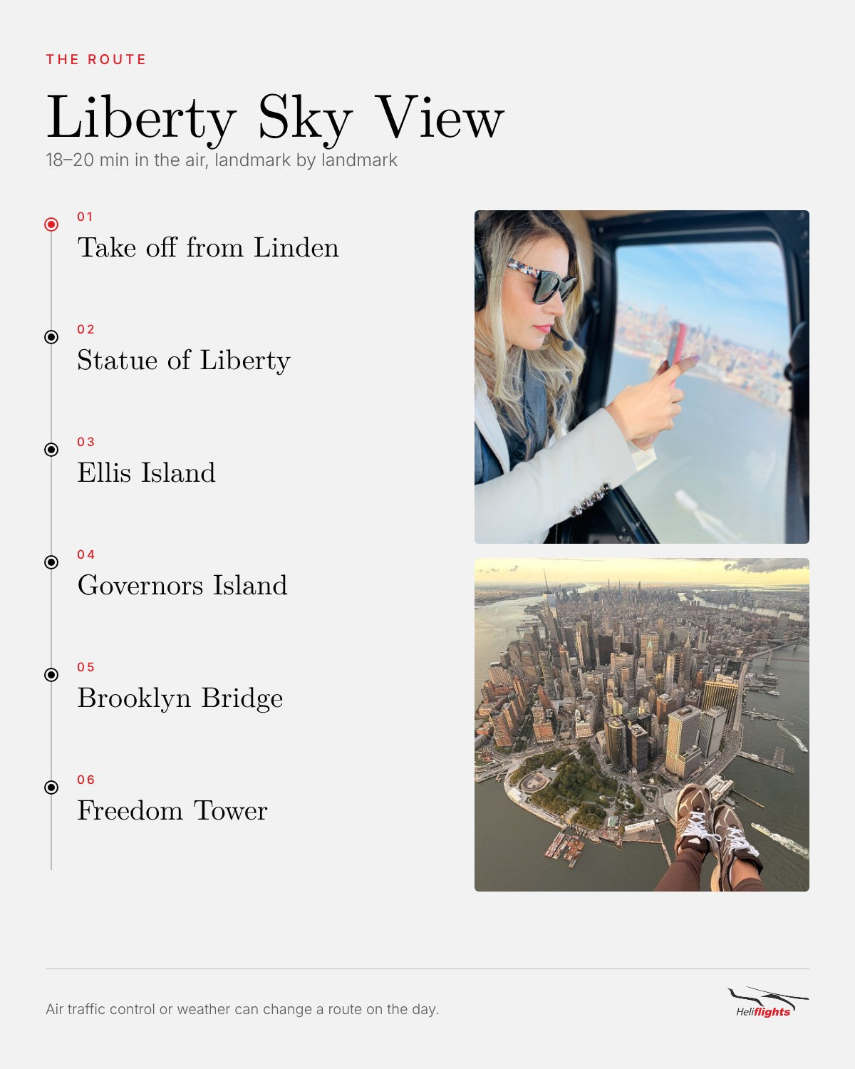 Liberty Sky View, route and landmarks