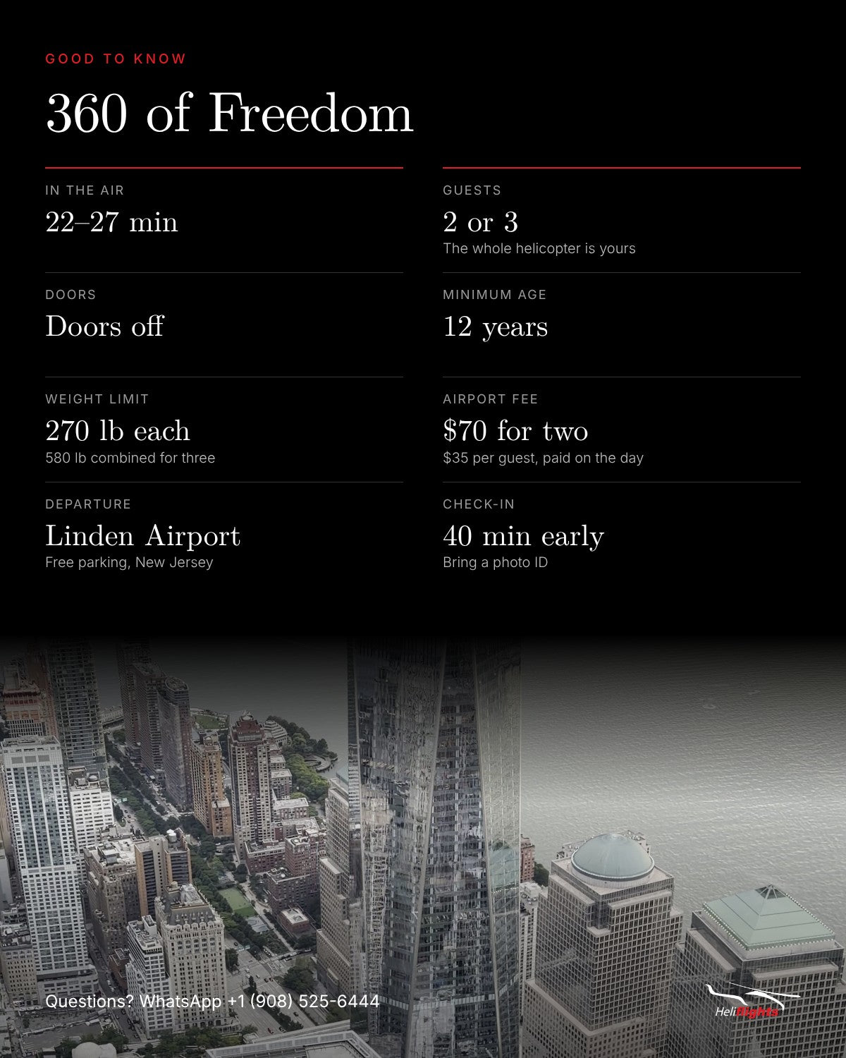 360 of Freedom, flight details and good to know