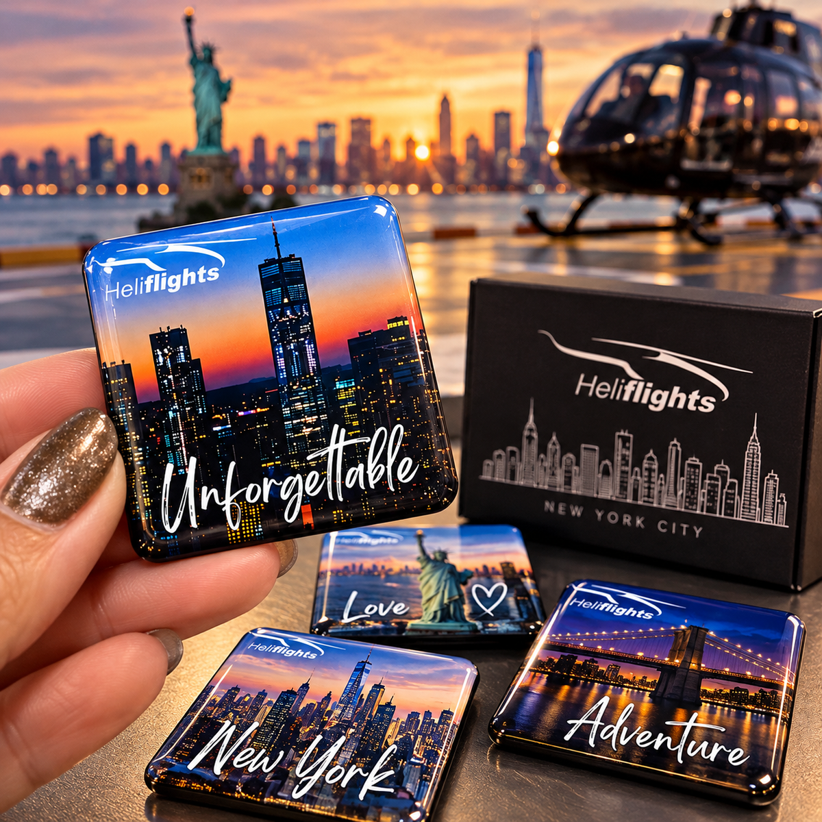 Flight Memory souvenir from a private helicopter tour of New York City