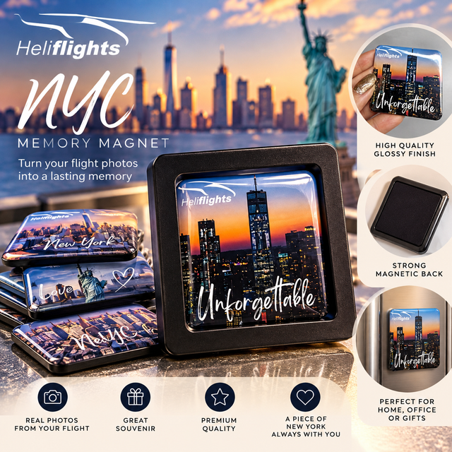 Flight Memory souvenir magnet by Heliflights, New York helicopter flight keepsake