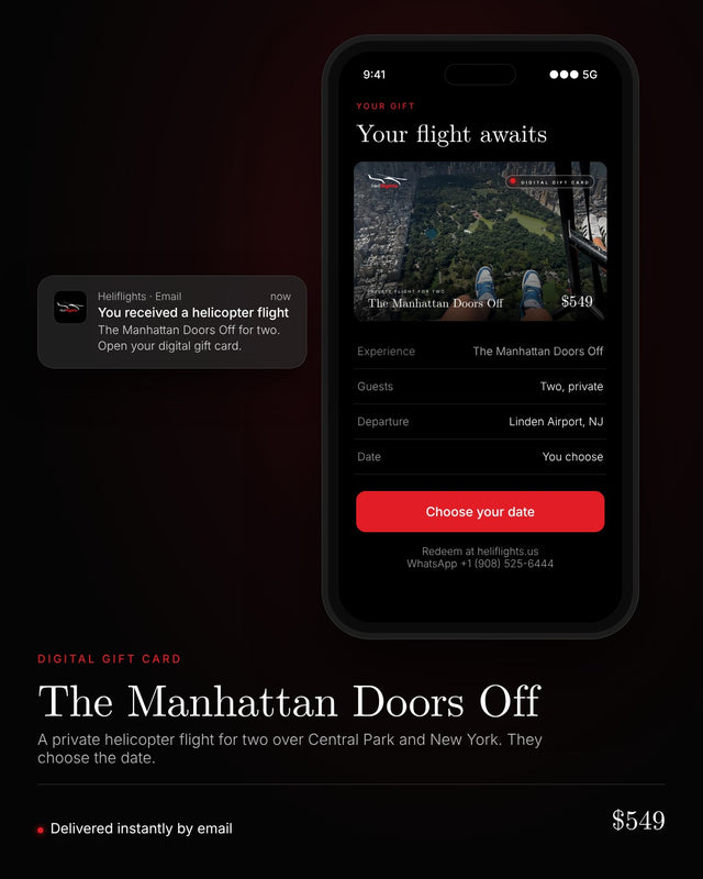 The Manhattan Doors Off digital gift card on a phone