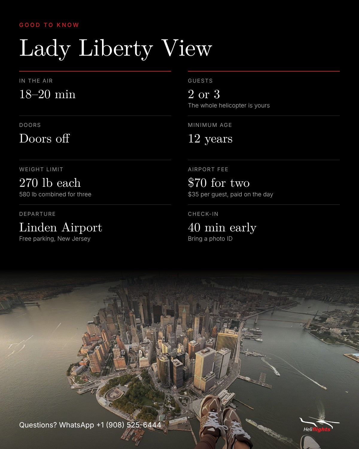 Lady Liberty View, flight details and good to know
