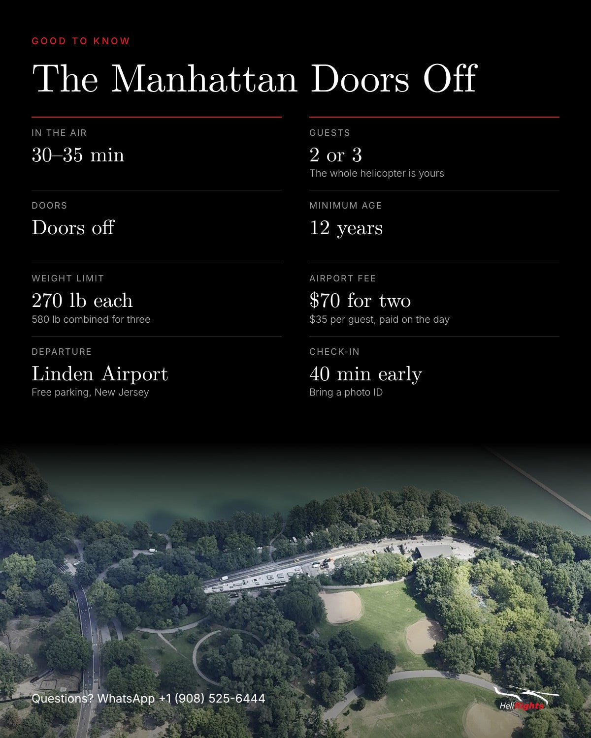 The Manhattan Doors Off, flight details and good to know