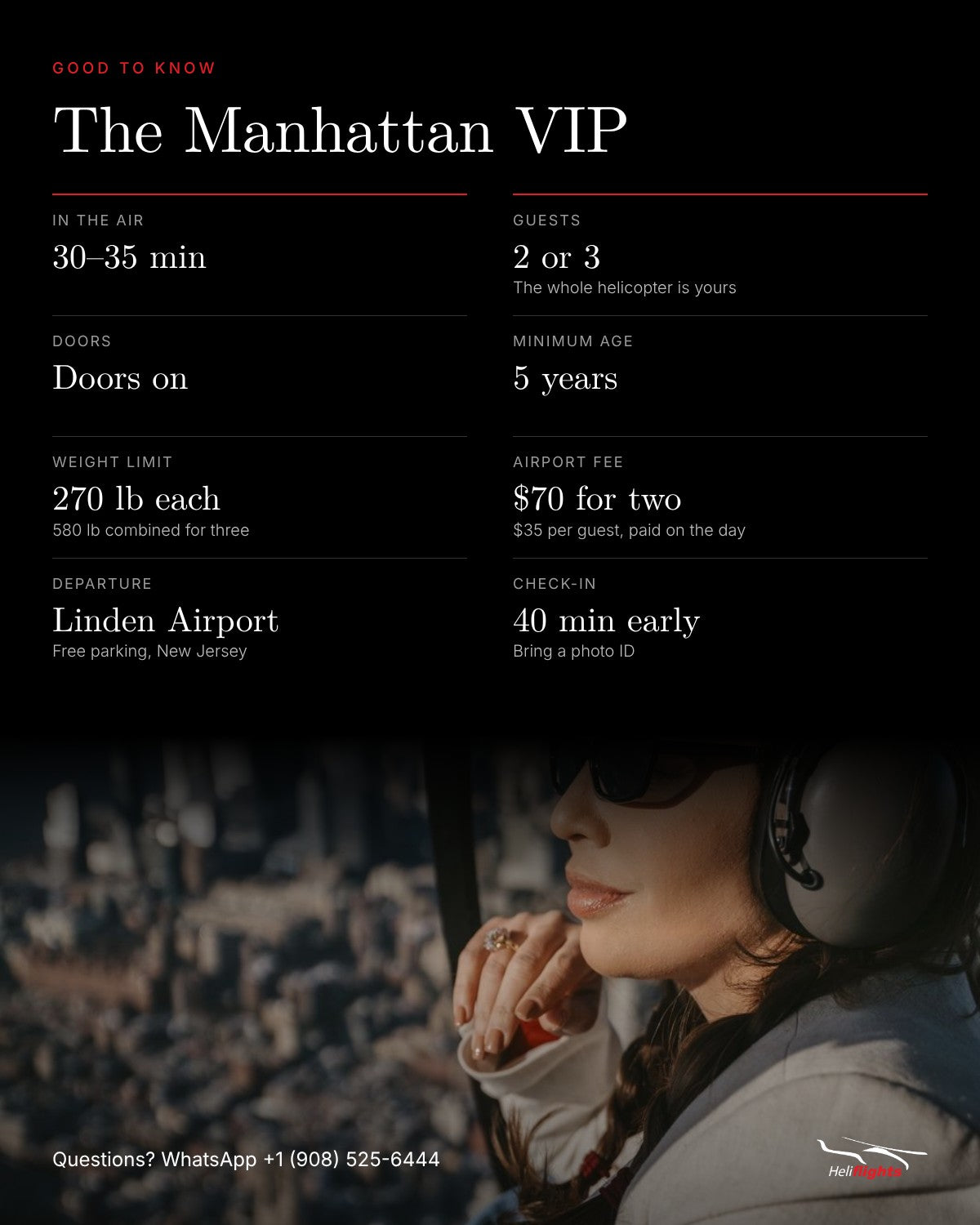 The Manhattan VIP, flight details and good to know