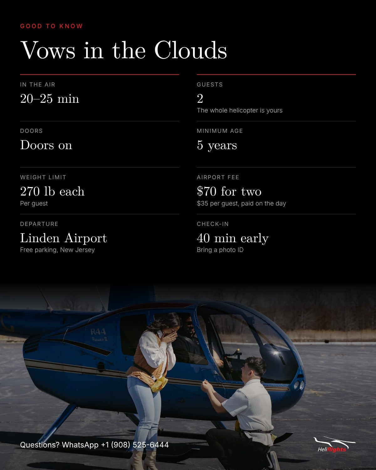 Vows in the Clouds, flight details and good to know